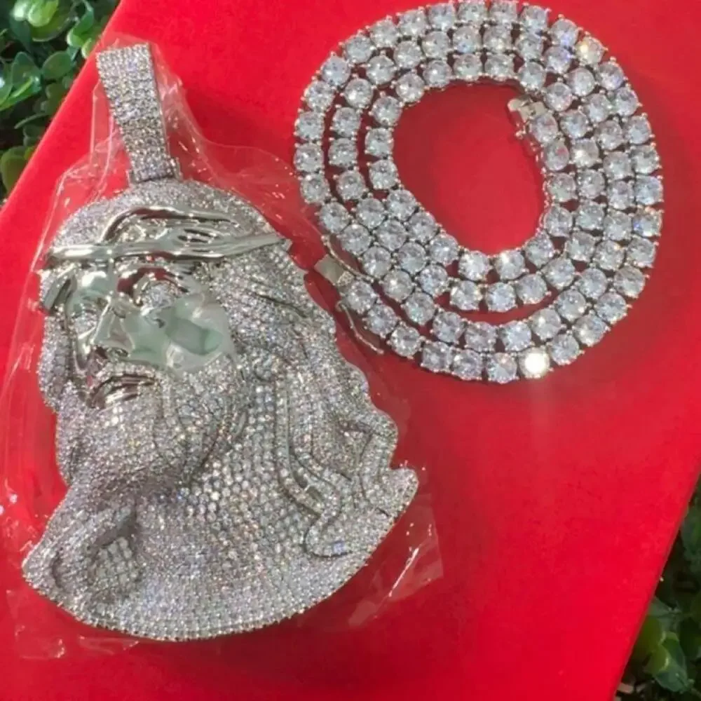 Iced Out Silver Jesus Pendant 2447